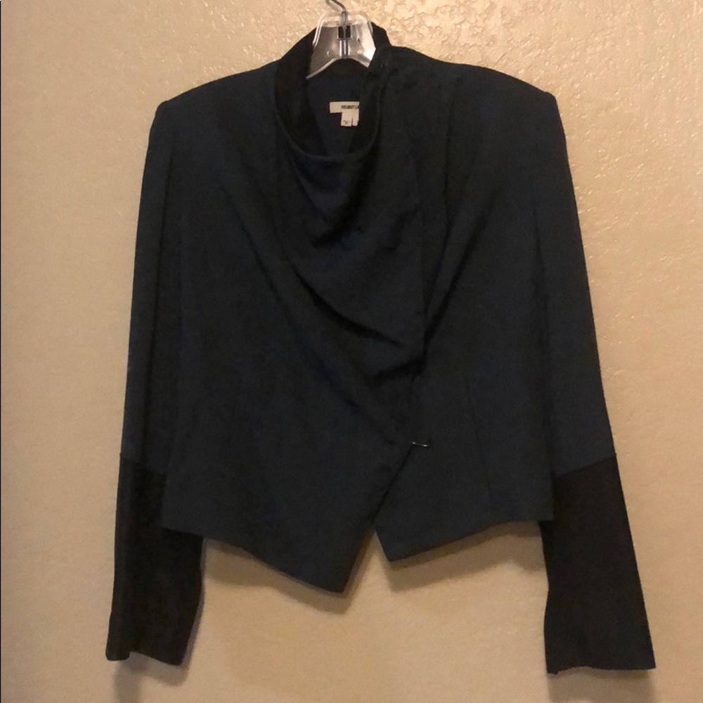 Helmut Lang Navy and Black Draped Blazer